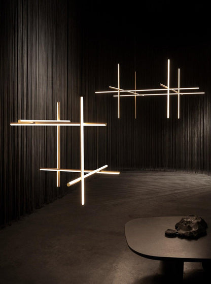 Minimalist Linear Grid LED Chandelier