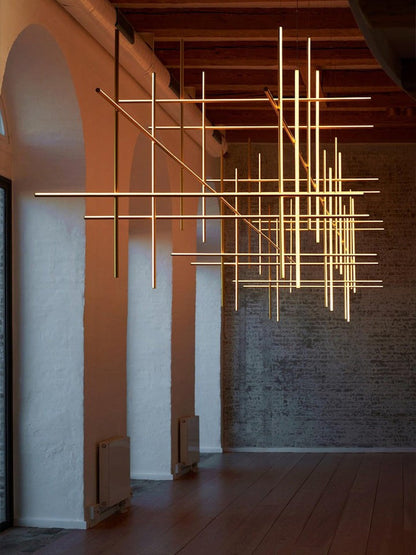 Minimalist Linear Grid LED Chandelier