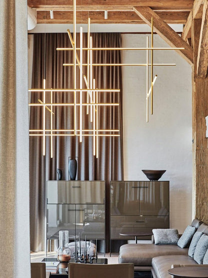 Minimalist Linear Grid LED Chandelier