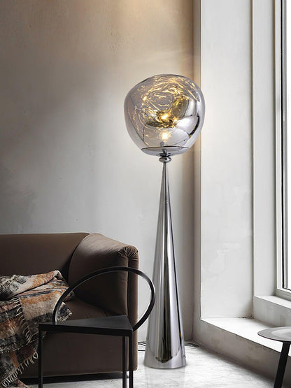 Mirrored Lava Glass Cone Floor Lamp