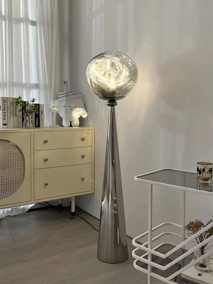 Mirrored Lava Glass Cone Floor Lamp