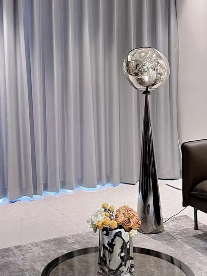 Mirrored Lava Glass Cone Floor Lamp