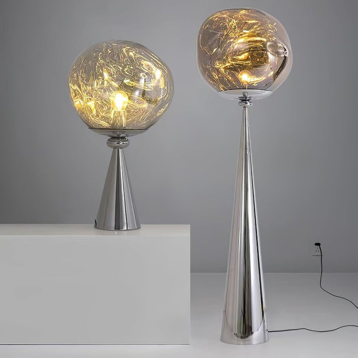 Mirrored Lava Glass Cone Floor Lamp