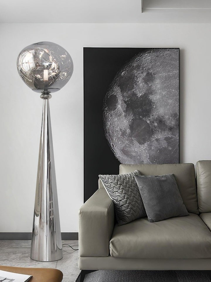 Mirrored Lava Glass Cone Floor Lamp