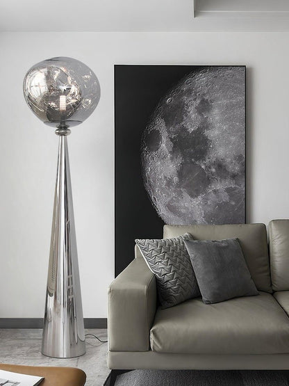 Mirrored Lava Glass Cone Floor Lamp