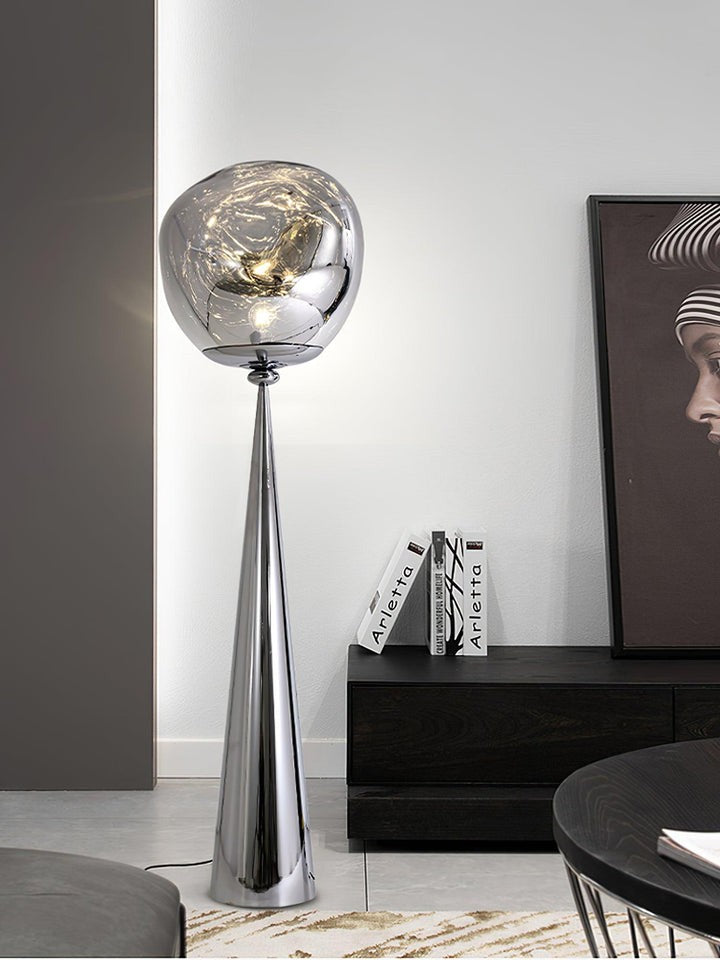 Mirrored Lava Glass Cone Floor Lamp
