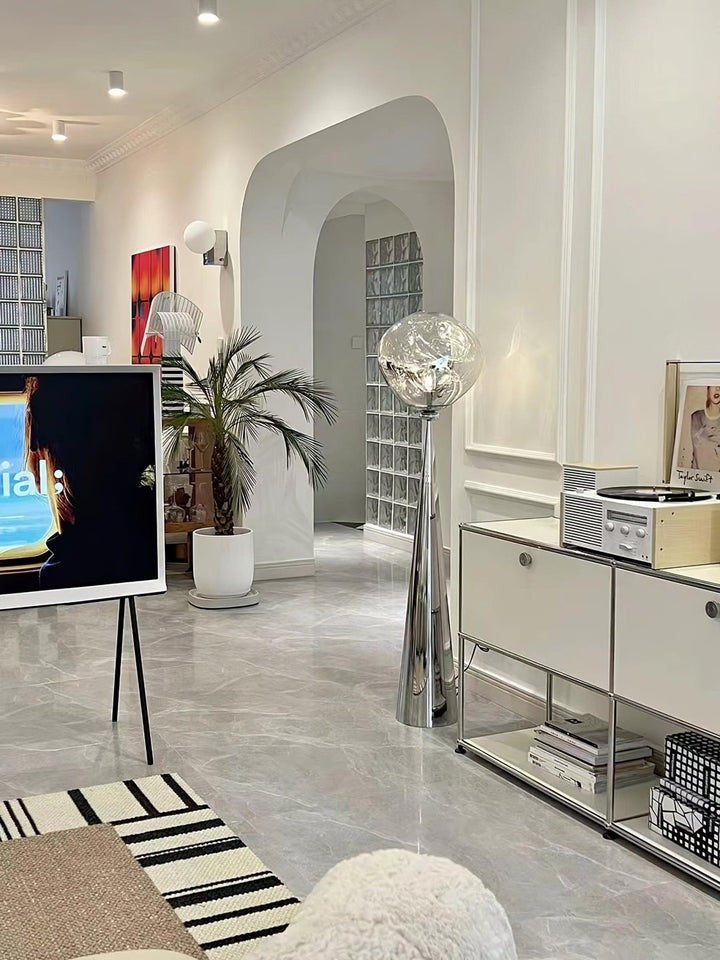 Mirrored Lava Glass Cone Floor Lamp