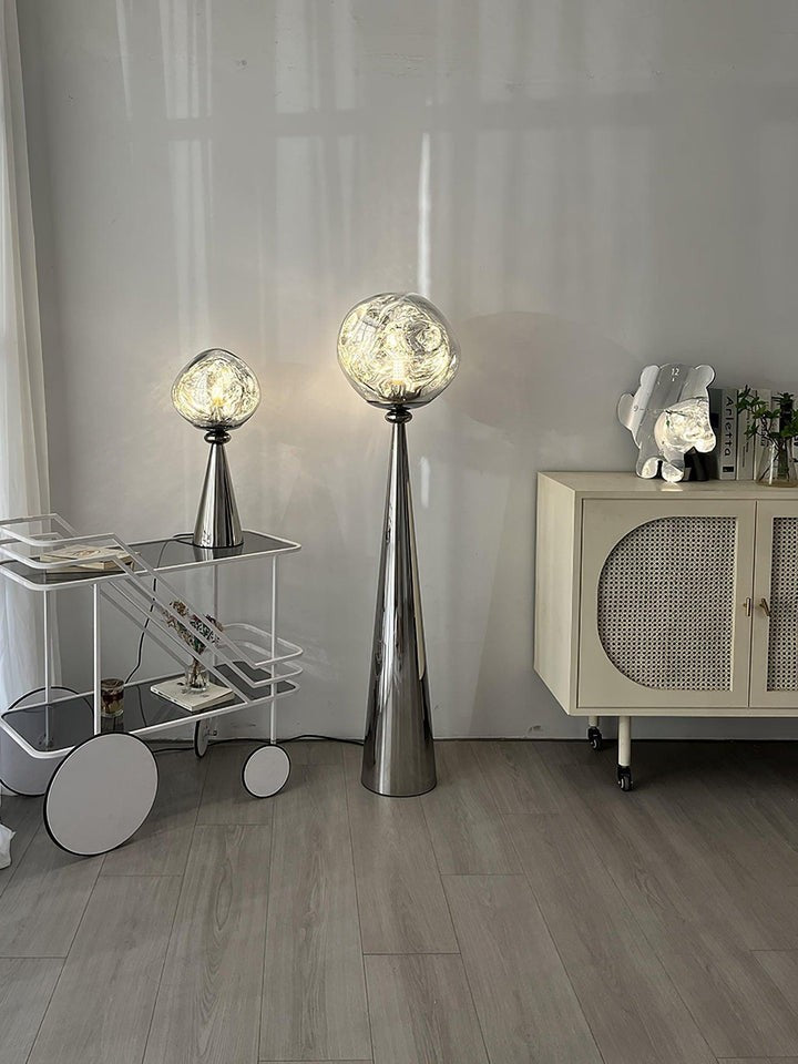 Mirrored Lava Glass Cone Floor Lamp