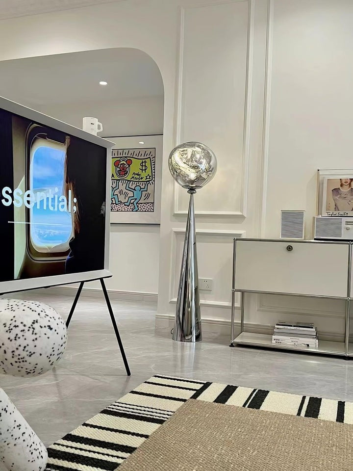 Mirrored Lava Glass Cone Floor Lamp