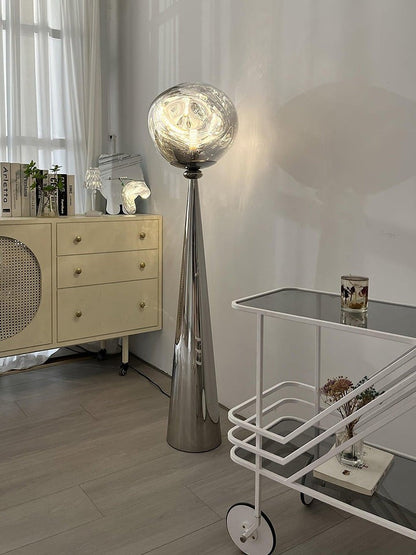 Mirrored Lava Glass Cone Floor Lamp