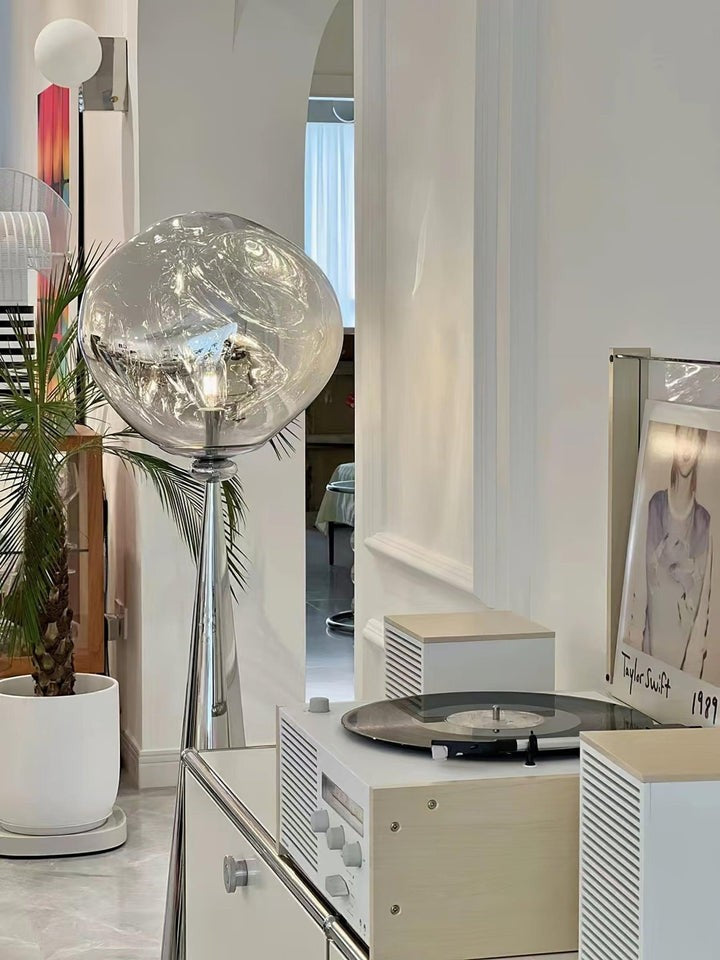 Mirrored Lava Glass Cone Floor Lamp