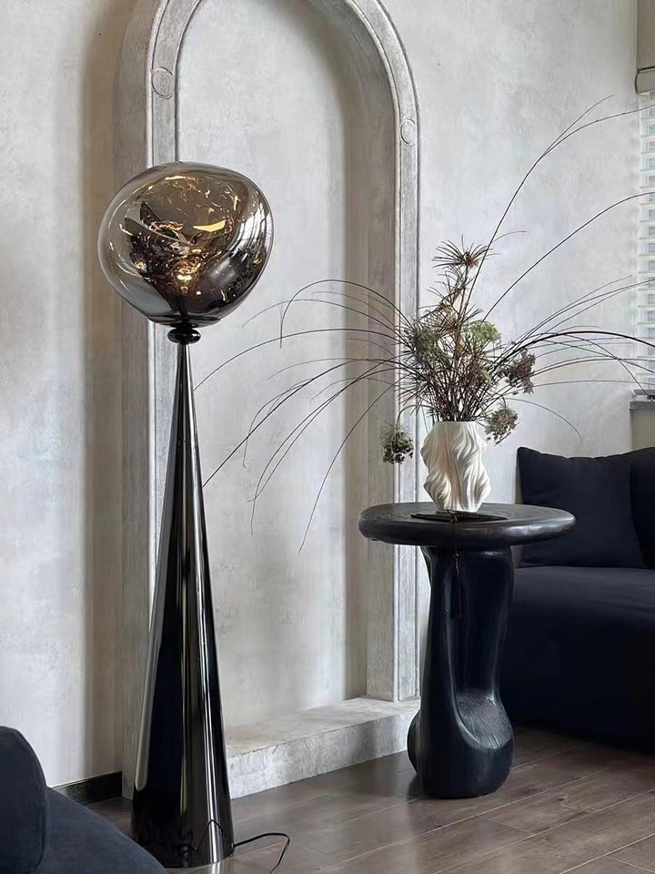 Mirrored Lava Glass Cone Floor Lamp