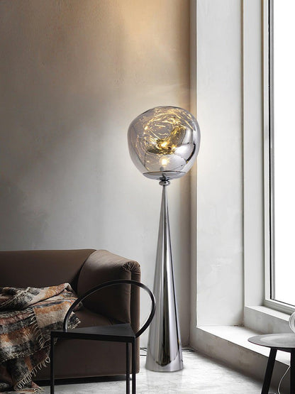 Mirrored Lava Glass Cone Floor Lamp