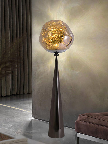 Mirrored Lava Glass Cone Floor Lamp