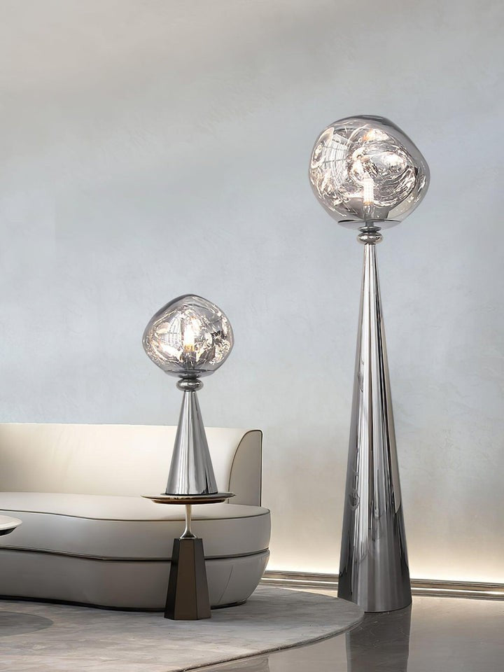 Mirrored Lava Glass Cone Floor Lamp