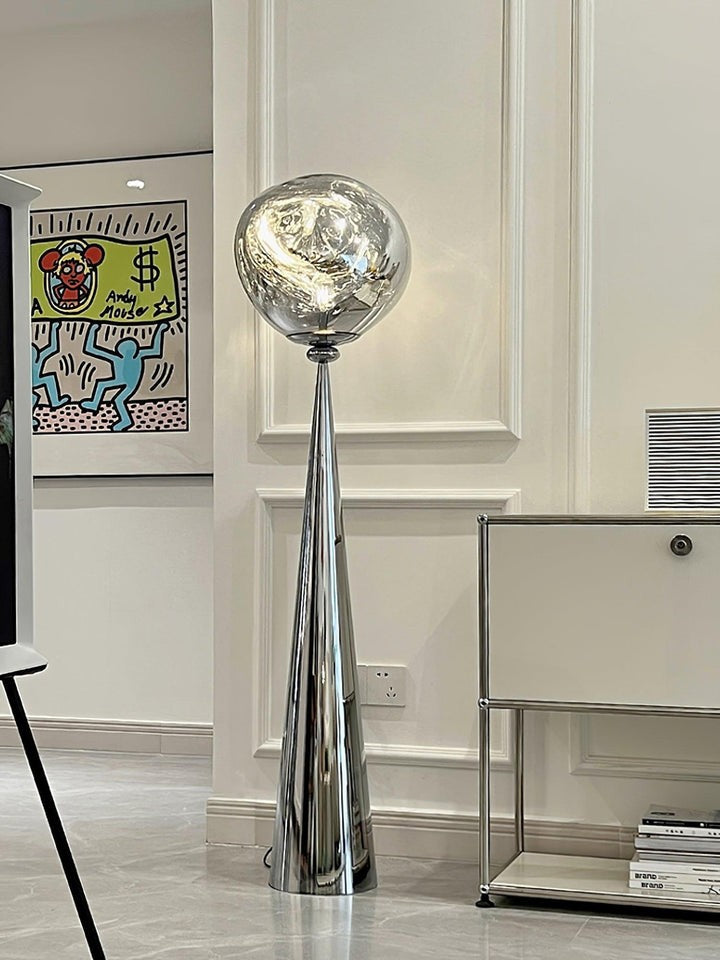 Mirrored Lava Glass Cone Floor Lamp