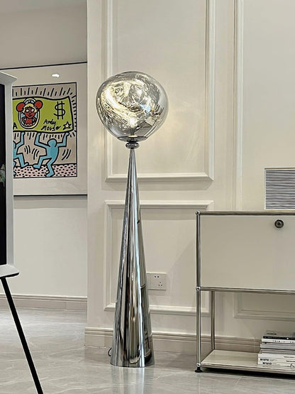 Mirrored Lava Glass Cone Floor Lamp