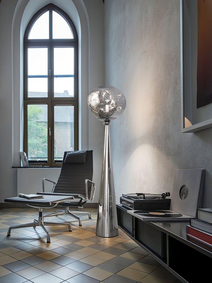 Mirrored Lava Glass Cone Floor Lamp