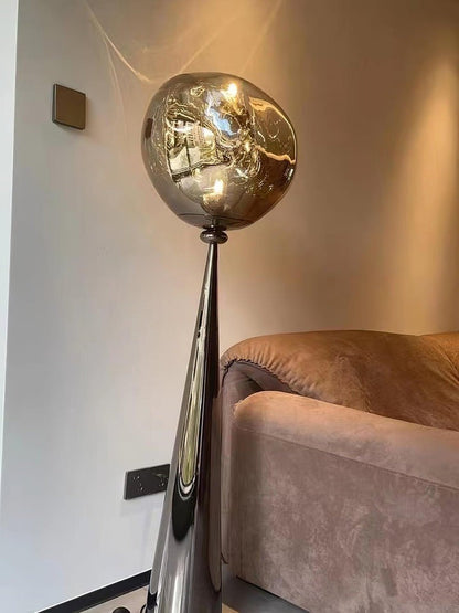 Mirrored Lava Glass Cone Floor Lamp