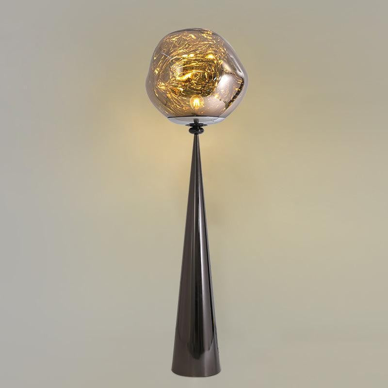 Mirrored Lava Glass Cone Floor Lamp