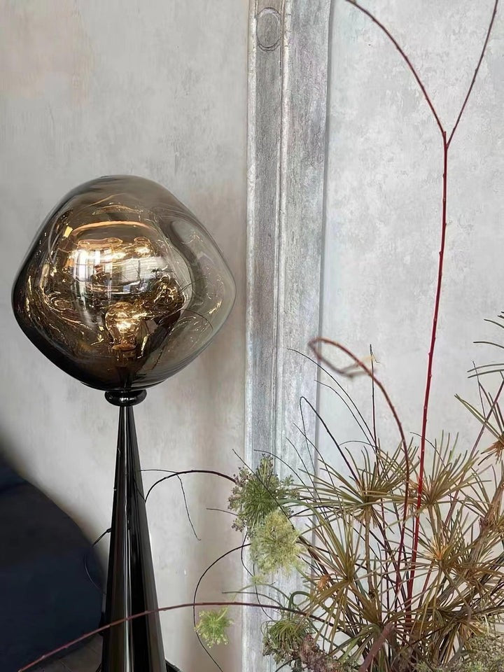 Mirrored Lava Glass Cone Floor Lamp