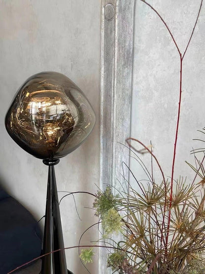 Mirrored Lava Glass Cone Floor Lamp