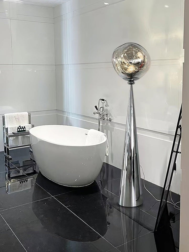 Mirrored Lava Glass Cone Floor Lamp