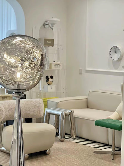 Mirrored Lava Glass Cone Floor Lamp