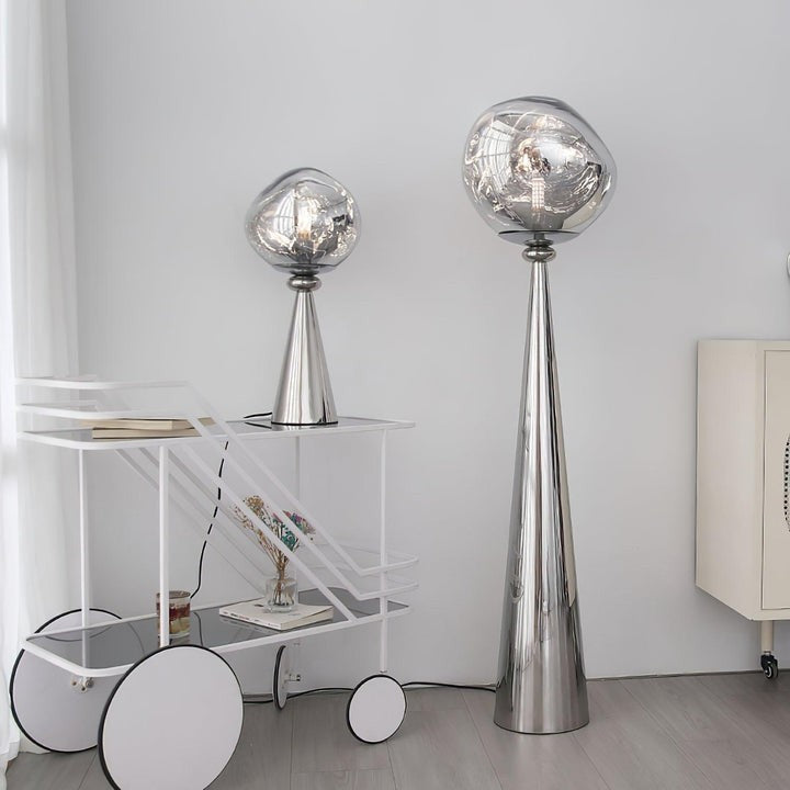 Mirrored Lava Glass Cone Floor Lamp