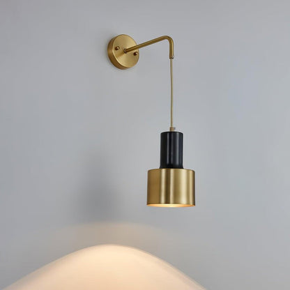 Modern Brass & Black Wall Sconce Lighting - Single Fixture