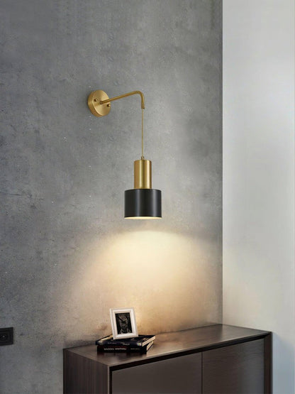 Modern Brass & Black Wall Sconce Lighting - Single Fixture