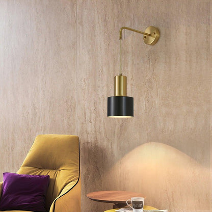 Modern Brass & Black Wall Sconce Lighting - Single Fixture