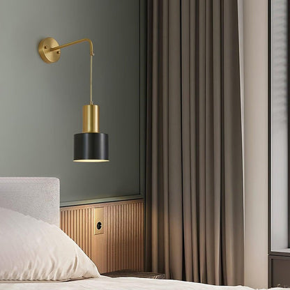 Modern Brass & Black Wall Sconce Lighting - Single Fixture