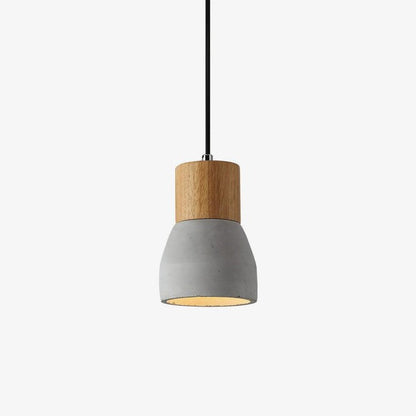 Modern Cement &amp; Wood Pendant Light