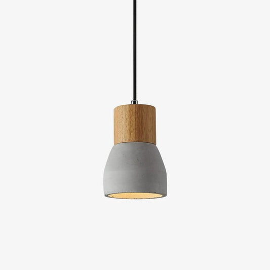 Modern Cement &amp; Wood Pendant Light