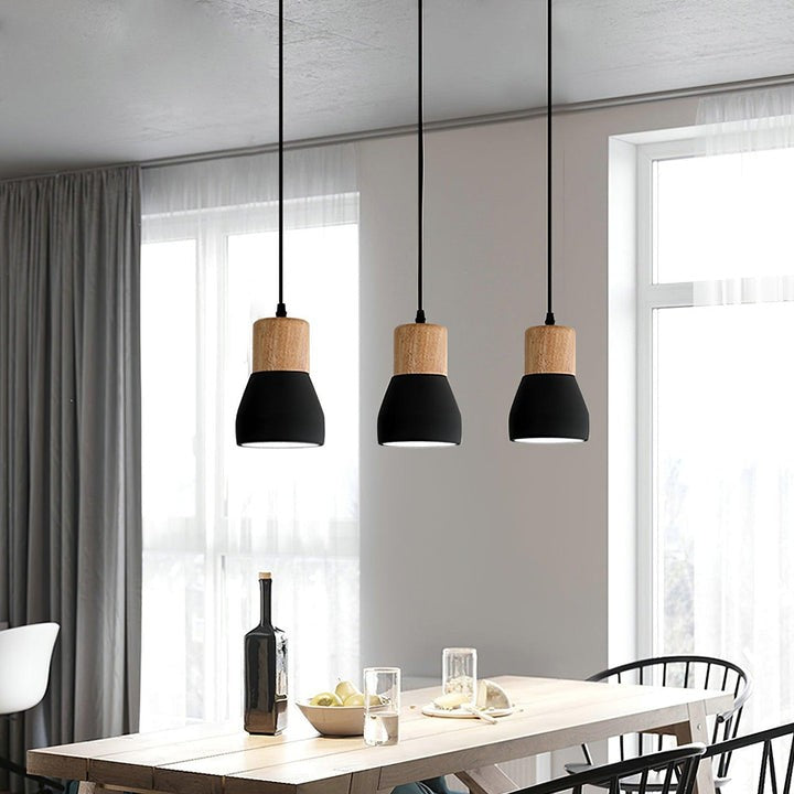 Modern Cement &amp; Wood Pendant Light