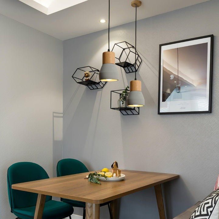 Modern Cement &amp; Wood Pendant Light