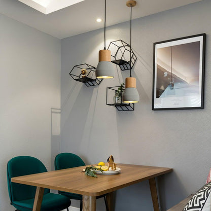 Modern Cement &amp; Wood Pendant Light