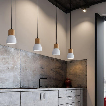 Modern Cement &amp; Wood Pendant Light