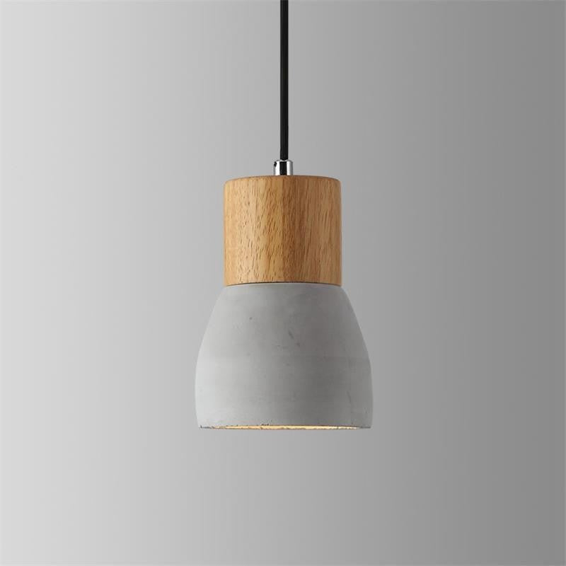 Modern Cement &amp; Wood Pendant Light