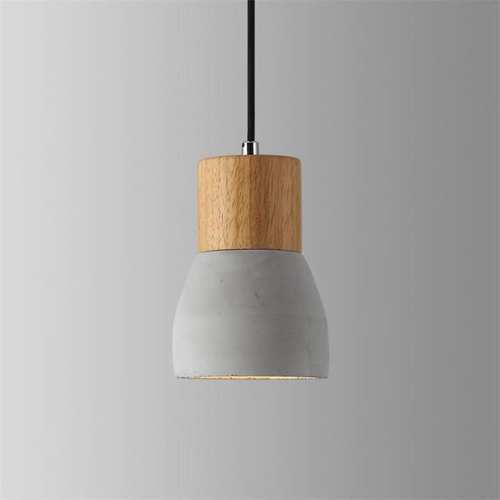 Modern Cement &amp; Wood Pendant Light
