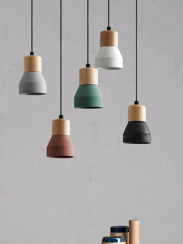 Modern Cement &amp; Wood Pendant Light