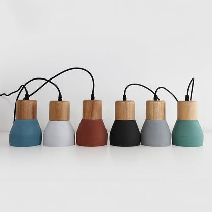 Modern Cement &amp; Wood Pendant Light