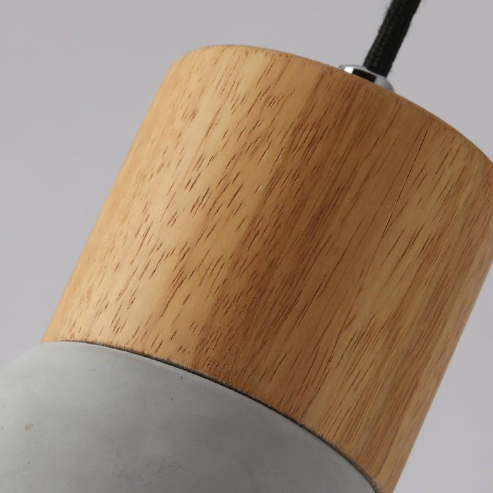 Modern Cement &amp; Wood Pendant Light