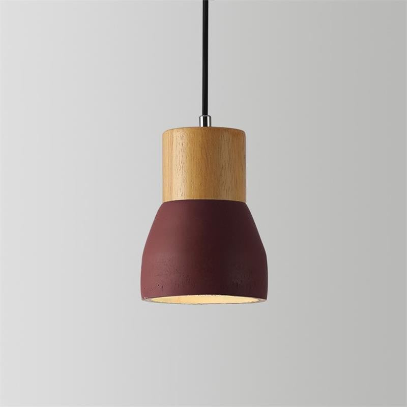 Modern Cement &amp; Wood Pendant Light