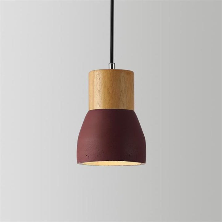 Modern Cement &amp; Wood Pendant Light