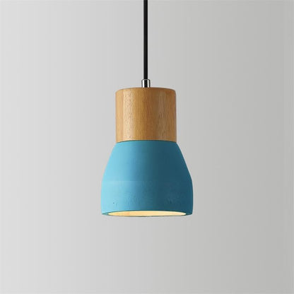 Modern Cement &amp; Wood Pendant Light