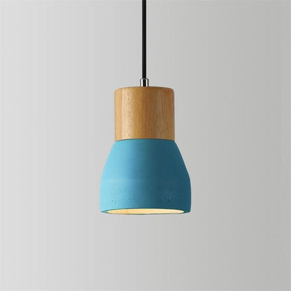 Modern Cement &amp; Wood Pendant Light