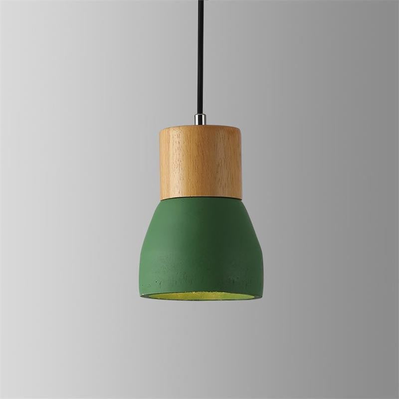 Modern Cement &amp; Wood Pendant Light