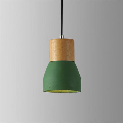Modern Cement &amp; Wood Pendant Light